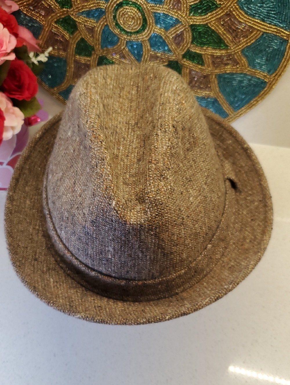 Vintage CHURCHILL Ltd. Classic Brown Tweed Men's Fedora Hat (sz 7 1/4)
